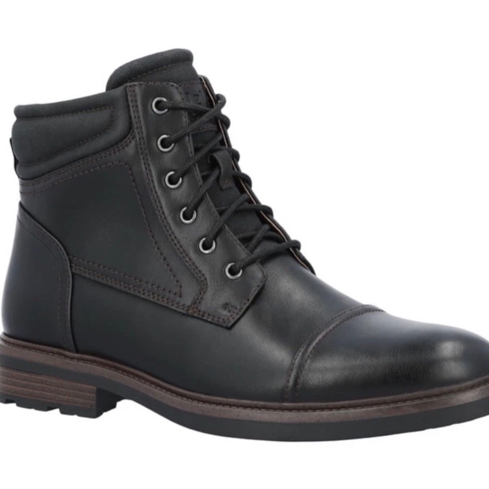 GEORGE Mens Ankle Boots Size 13 Side Zip Lace Up Comfort Insole Black New